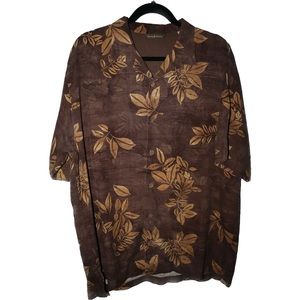 Tommy Bahama® Chocolate Tropical Camp Silk Shirt - Size Large